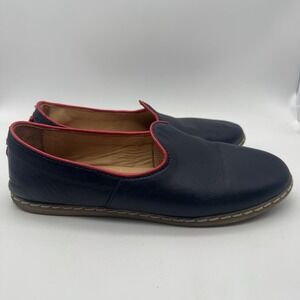 CHARIX MENS NAVY & RED TRIM LEATHER FLAT SHOES‎ SZ 41 US 8 MADE IN TURKEY